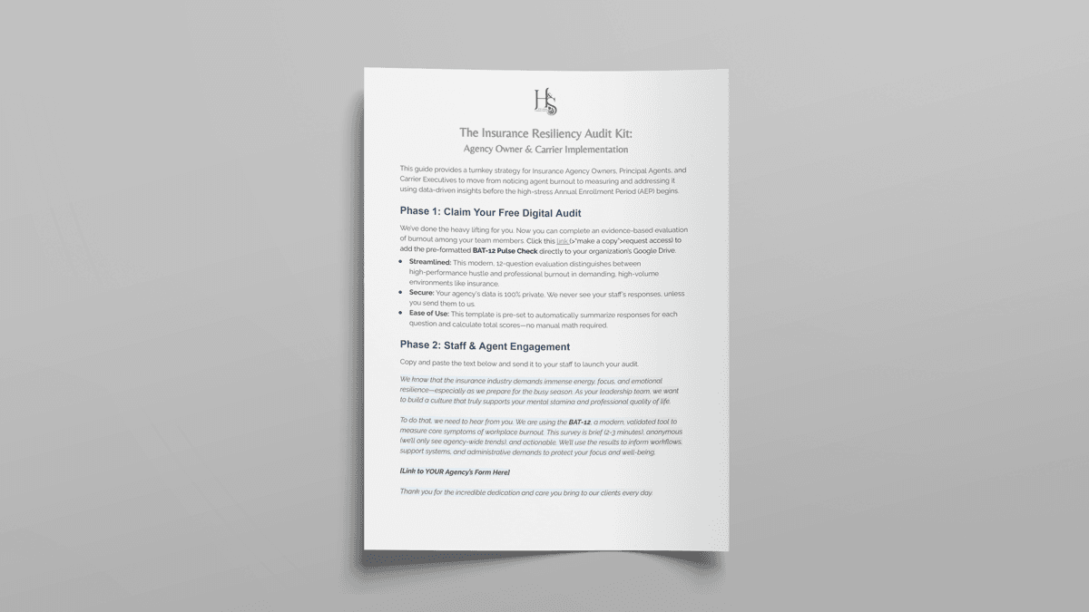 An image of a document: H & S Wellness – Insurance Resiliency Audit Kit