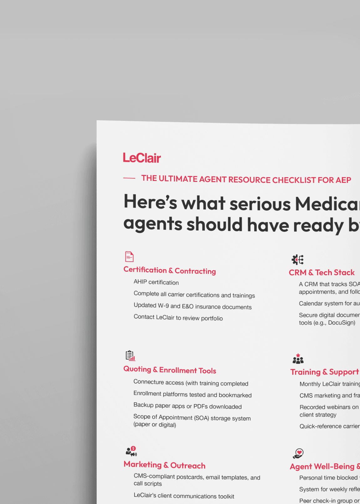 Image of a document: Agent Resource Checklist